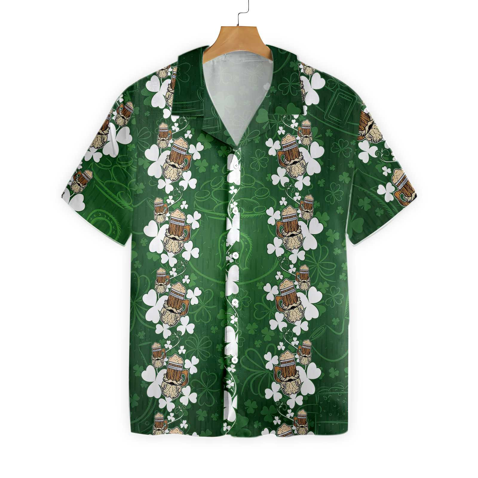 Beard Beer Shamrock Happy Saint Day Hawaii Button Up Shirt For Men Ha81053