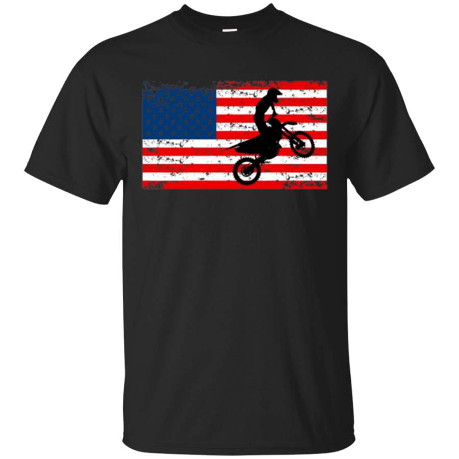 USA American Flag Motocross Dirtbike Vintage T-shirt