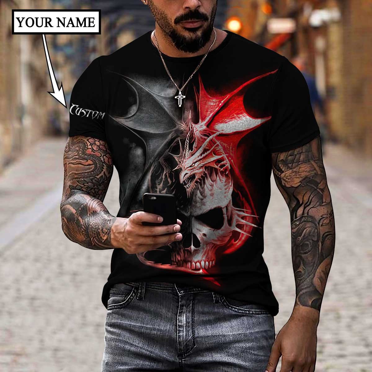 Dragon Skull 3D Shirt For Men And Women Custom Name