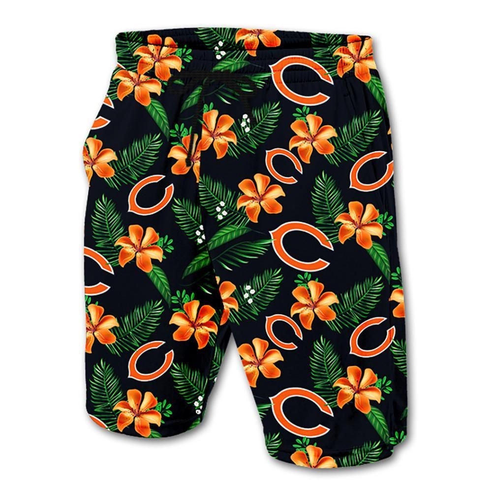 Chicago Bears Shorts Floral Hawaii Summer Men Ha22385