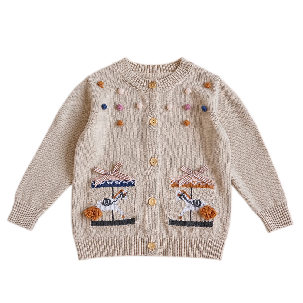 2022 New Autumn Toddlers Kids Knitted Sweaters Cartoon Embroidery Korean Style Children Cardigan Sweater Coats alx