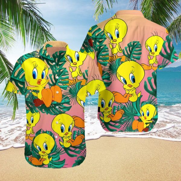 Tweety Bird Hawaii Graphic Print Short Sleeve Hawaii Casual Shirt Ha82918