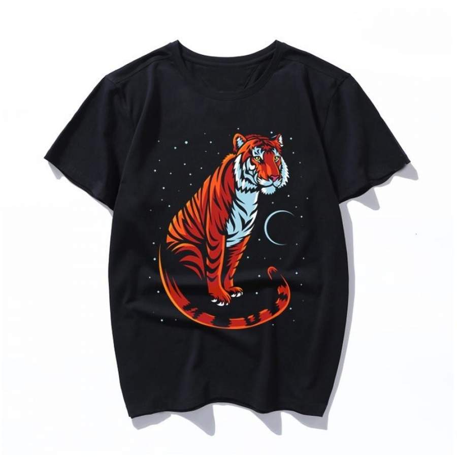 tribal tiger long tail New Arrival Funny Cartoon Printed Women men T Shirt Summer Short Sleeve Ladies T-Shirts Casual Clothes