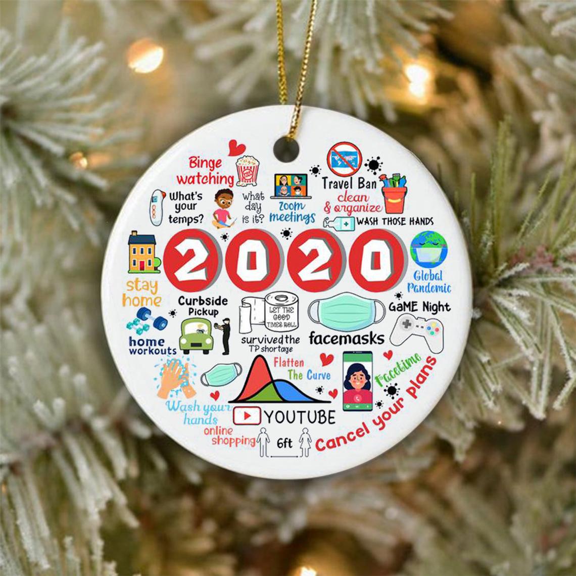 2020 Memories Round Ceramic Ornament, Pandemic Ornament, Christmas Decoration, Toilet Paper Ornament, Quarantine Christmas Ornament, Orn39