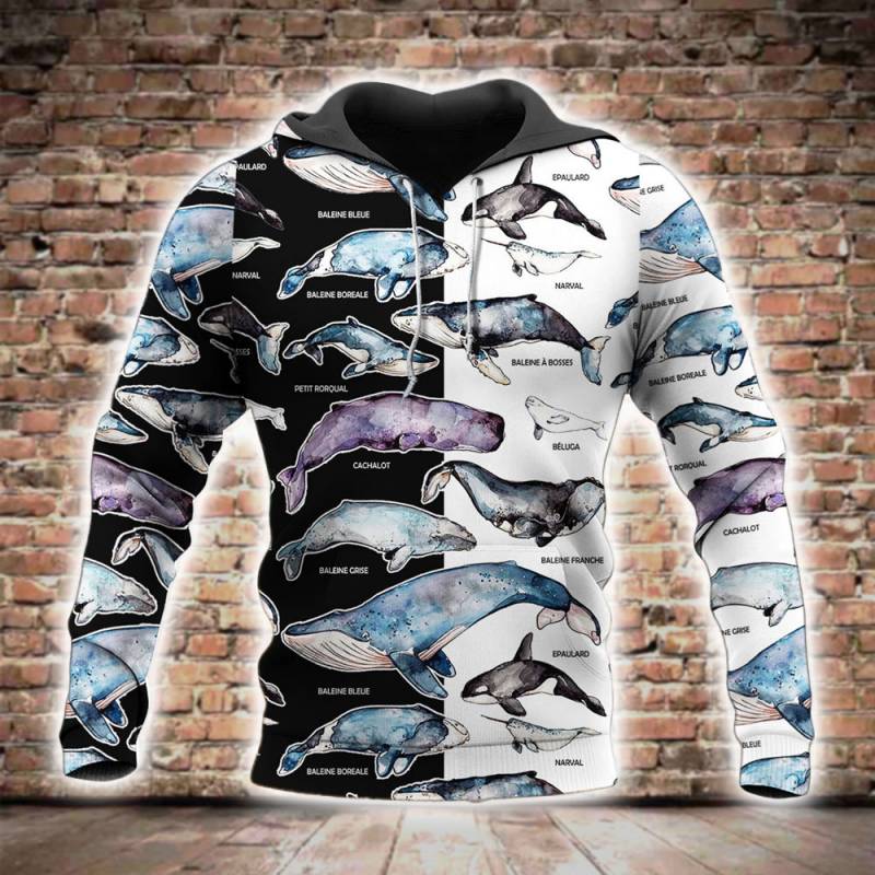 Love Whale All Over Printed Hoodie BT100122