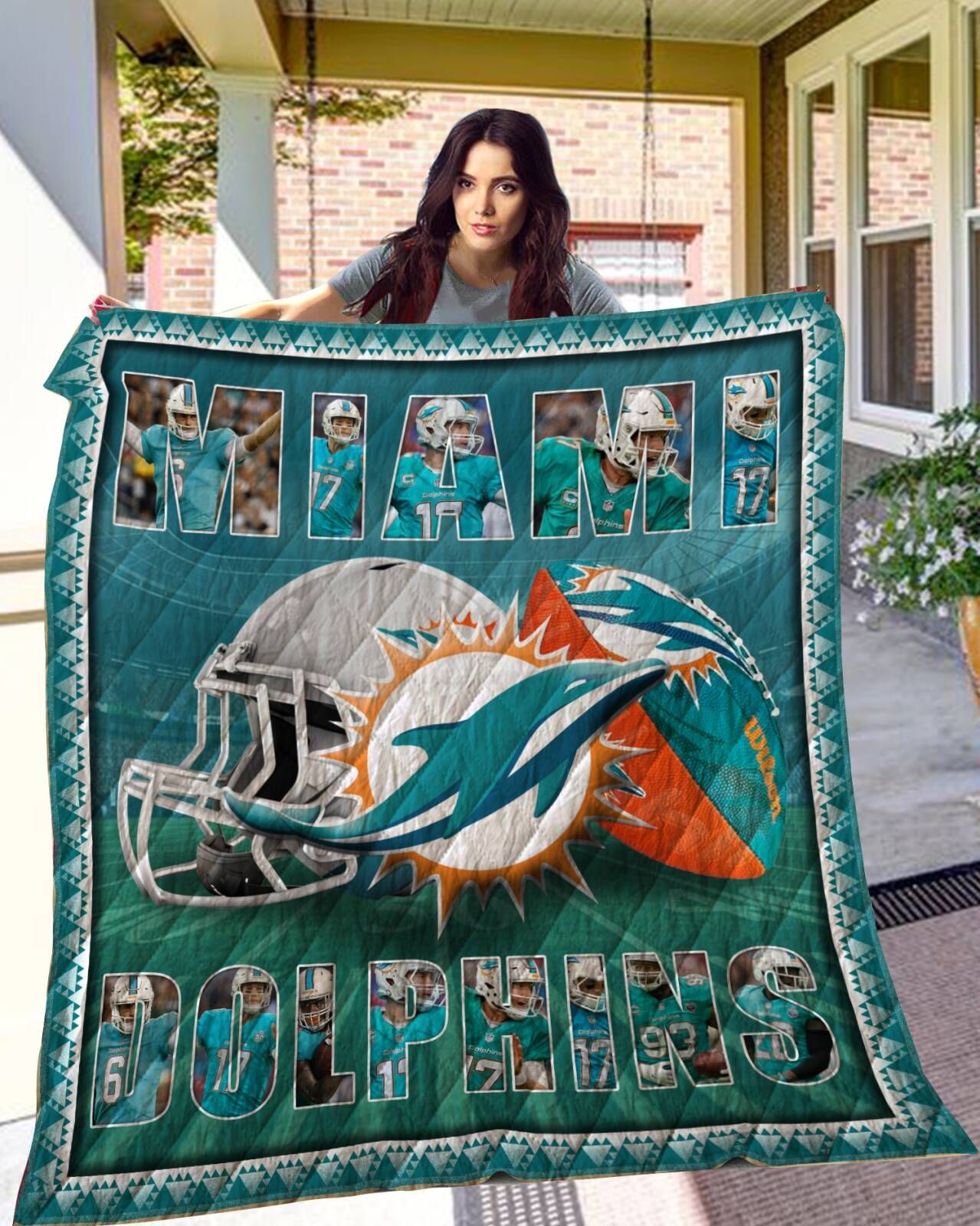 Miami Dolphins 3D Quilt Blanket, Fleece Blanket