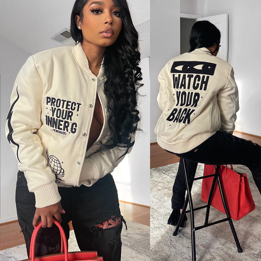 Varsity Baseball Letterman Jacket Winter Clothes Women 2022 Cropped Cyber Y2K Streetwear Racing Bomber Jackets Autumn Coat alx