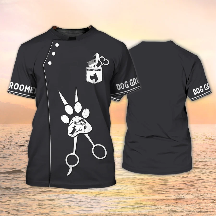 Personalized 3D All Over Print Black Dog Groomer Shirt Men Women, Paw Dog Groomer, Grooming Apparel