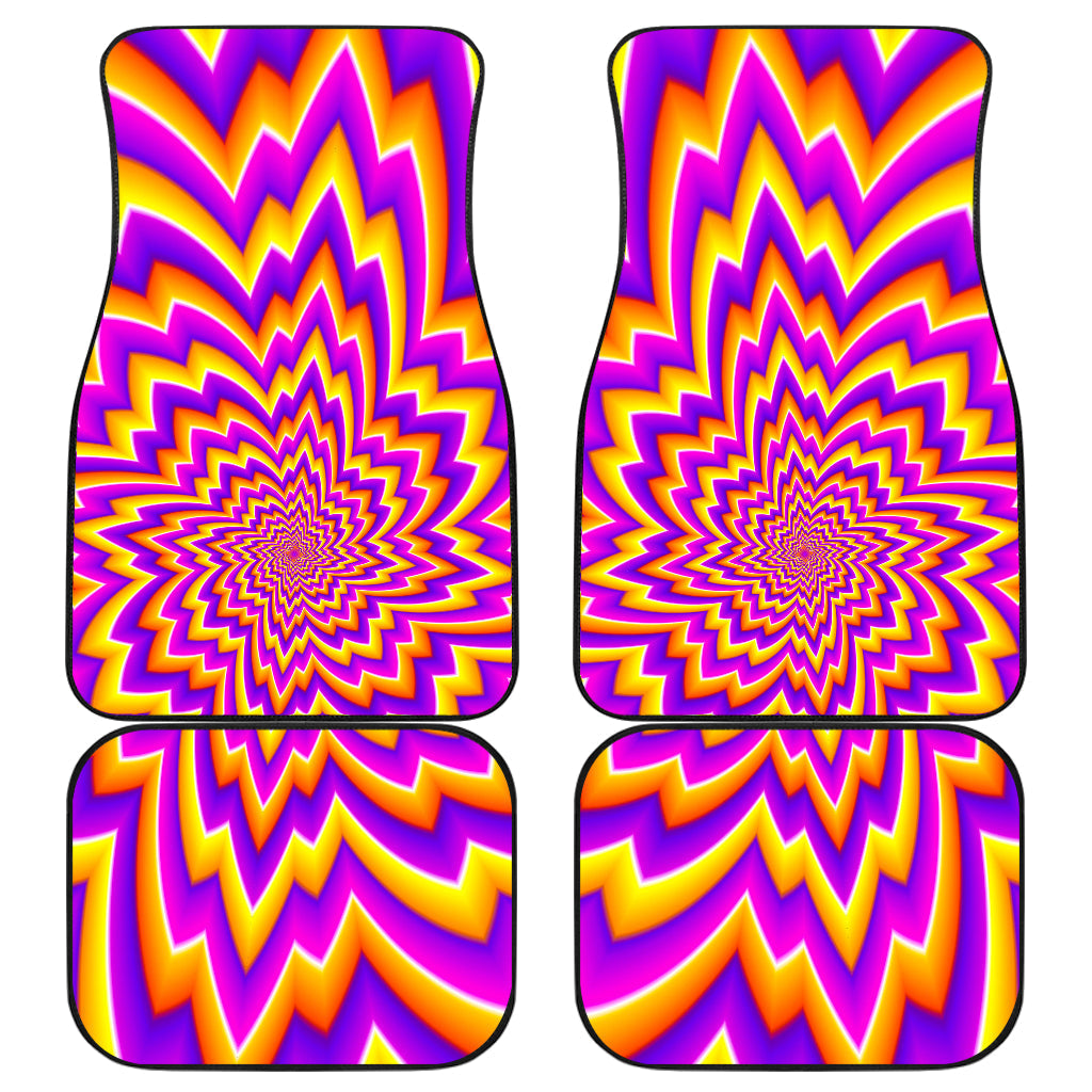 Yellow Expansion Moving Optical Illusion Front And Back Car Floor Mats, Front Car Mat