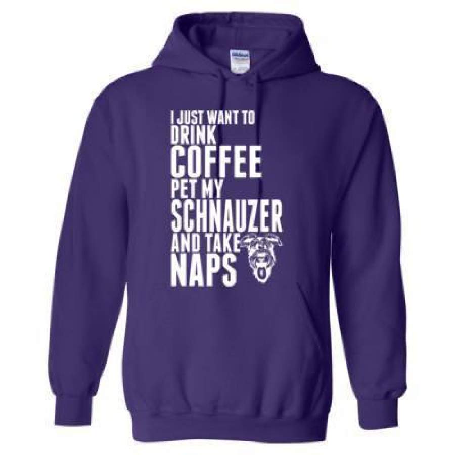 AGR Just Want To Drink Coffee Pet My Schnauzer Dog Take Naps – Heavy Blend™ Hooded Sweatshirt