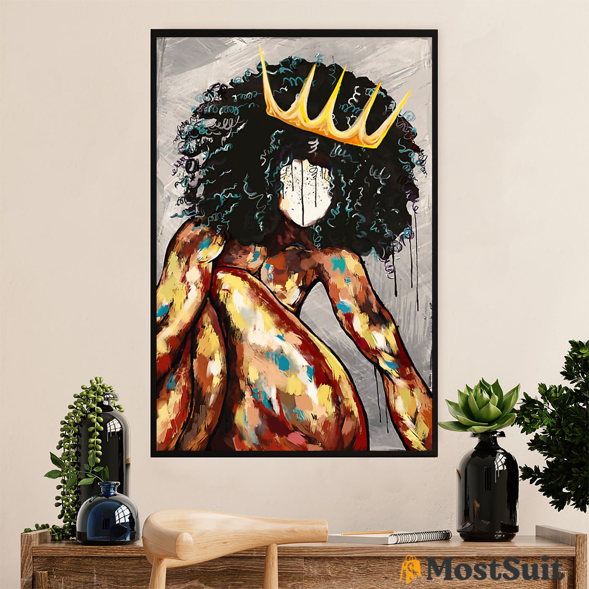 African American Afro Poster | Gift For Black Girl | Juneteenth Day Room Wall Art – Black Queen