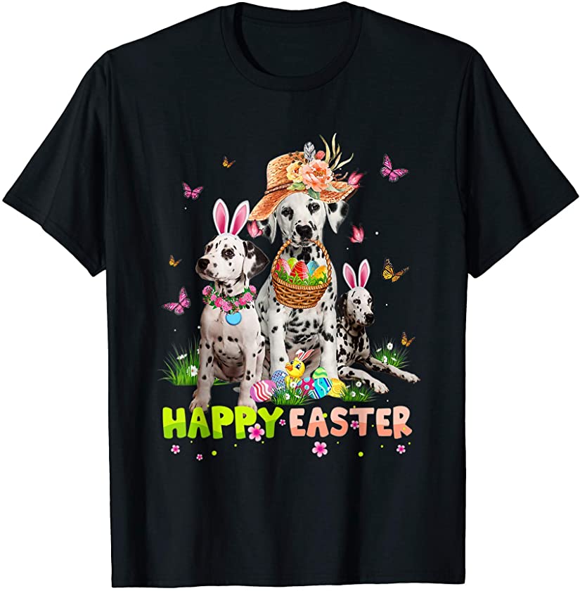 Dalmatian Dog Happy Easter Bunny Eggs Easter T-Shirt