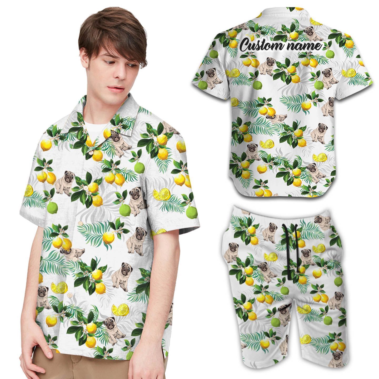 Summer Shirt Pug Lemon Custom Name Men Hawaii Shirts For Sports Lovers In Daily Life Ha21694