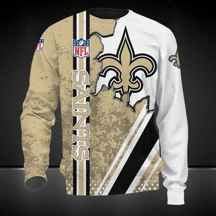 New Orleans Saints Golden White Scratch Logo In Heart Gift For Fan Ugly Wool Sweater Christmas