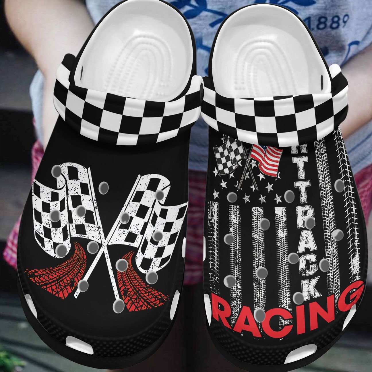 Racing Personalized Clog, Custom Name, Text, Color, Number Fashion Style For Women, Men, Kid, Print 3D Dirt Track Racing