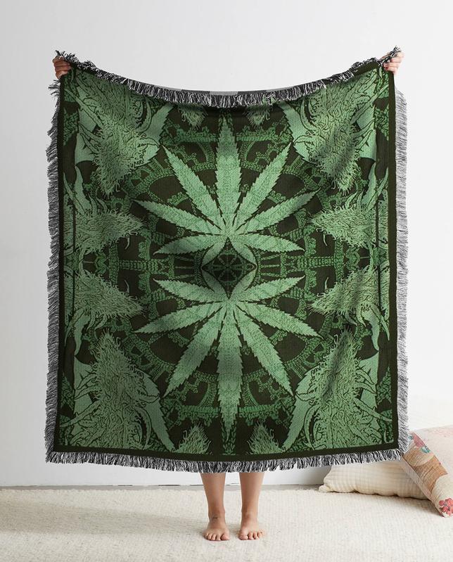 Zentangle Marijuana Woven Blanket