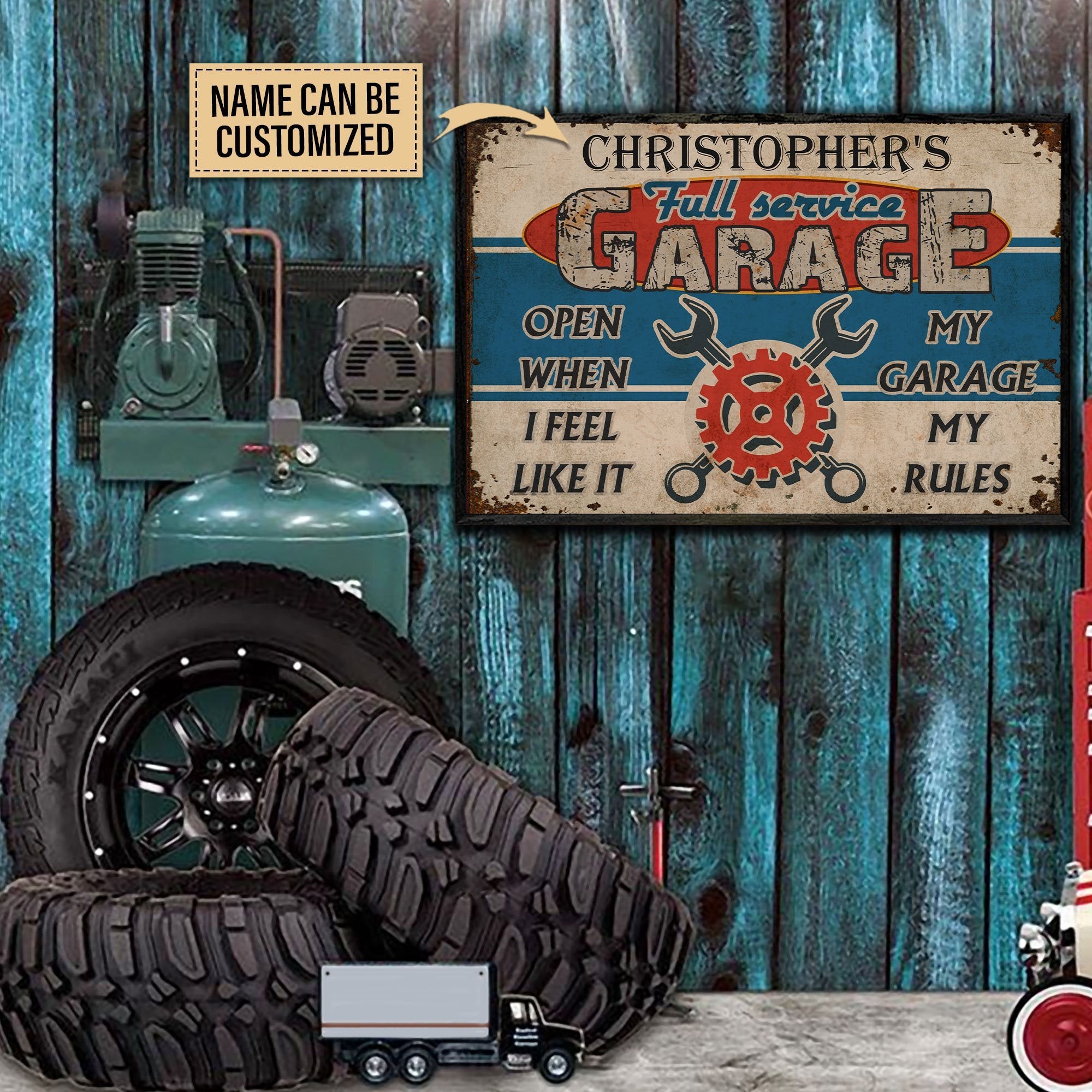 Aeticon Gifts Personalized Auto Mechanic Garage Open When I Feel Canvas Mom Dad Gift Home Decor