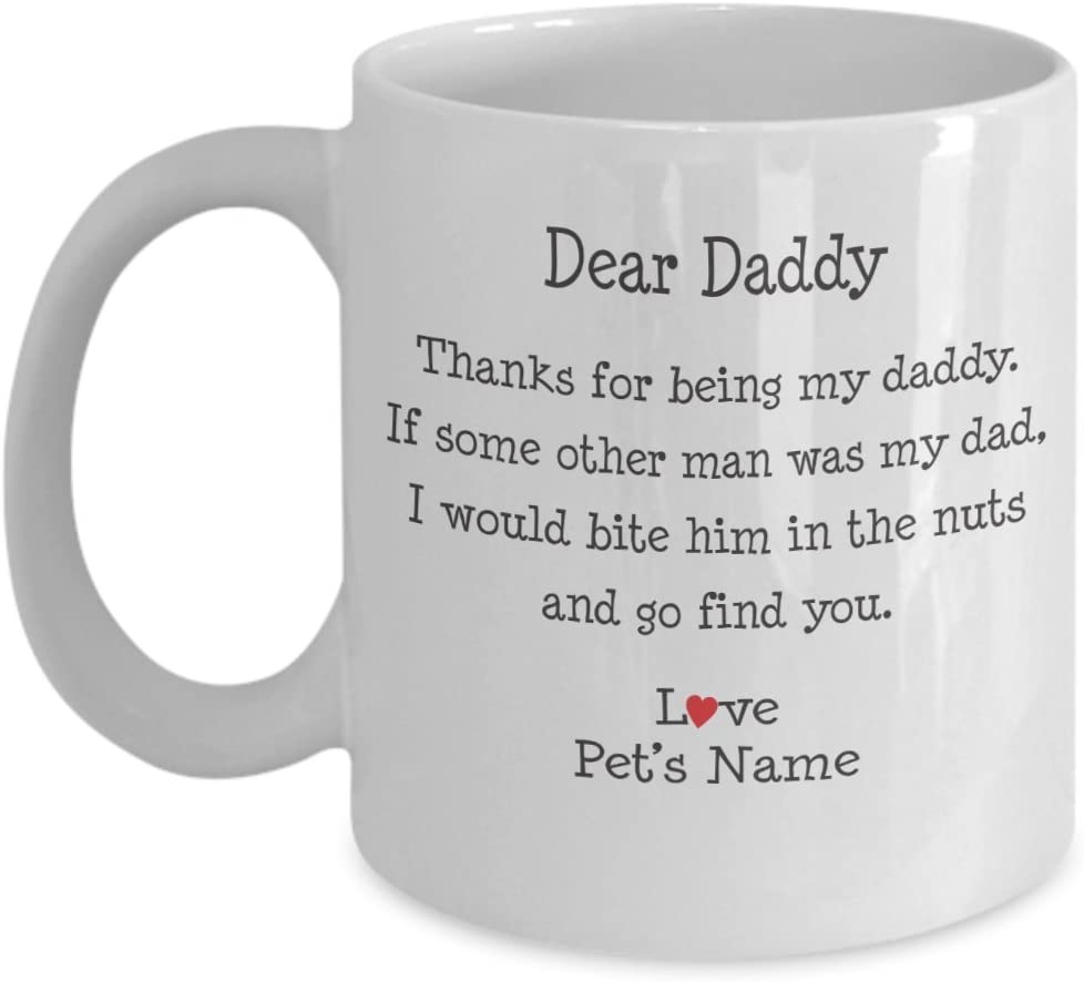 The Original! Personalized, Bite Him In The Nuts, Dog Dad Mug, Funny Dog Dad Coffee Mug, Birthday, Gift From Dog, Custom, Father Daddy Coffee Mug, Gift From Fur Child, Dog, Cat, Cat Dad Gift