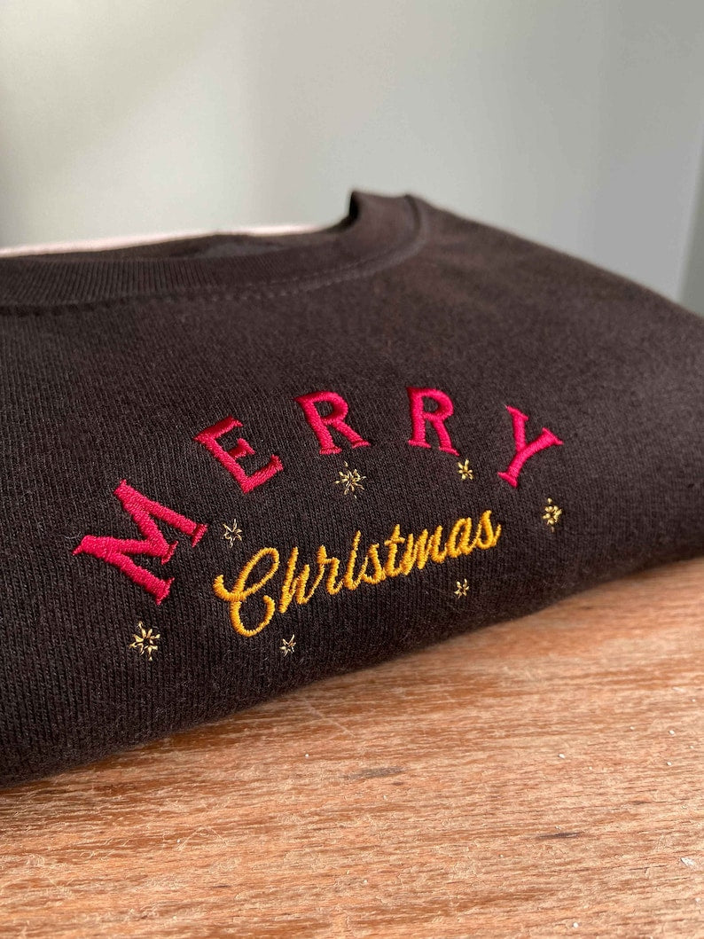 Merry Christmas Embroidered Sweatshirt 2D Crewneck Sweatshirt All Over Print Sweatshirt For Women Sweatshirt For Men Sws4733