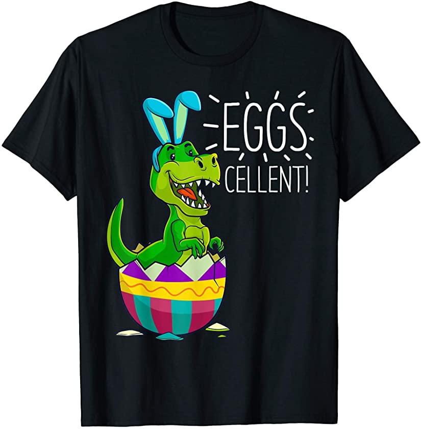 Easter Basket Stuffers Kids Cute T Rex Bunny Egg Eggscellent T-Shirt