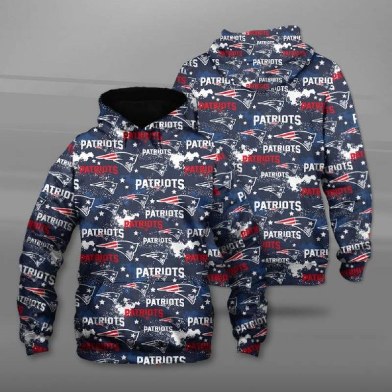 Men / Women New England Patriots All Over Print 3D Hoodie, New England Patriots All Over Print Logo Patriots Hoodie