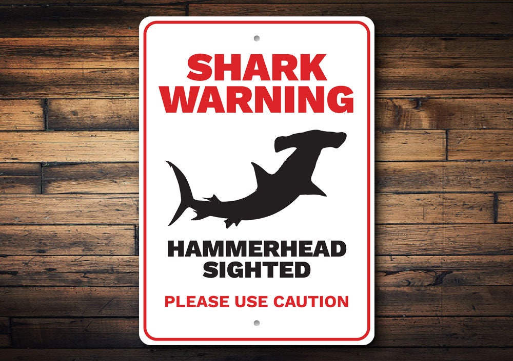 Shark Warning Sign, Hammerhead Sign, Shark Sighting Sign, Ocean Decor, Shark Warning ,Ocean, Custom Ocean Sign – Quality Aluminum Hammerhead