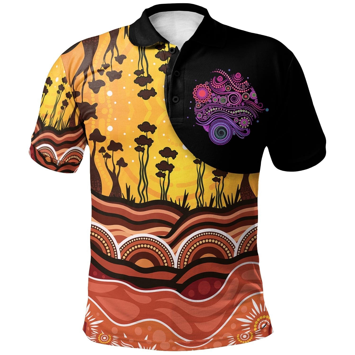 Aboriginal Polo - Aboriginal In My Heart Sun Circle Tree Family Polo Shirt