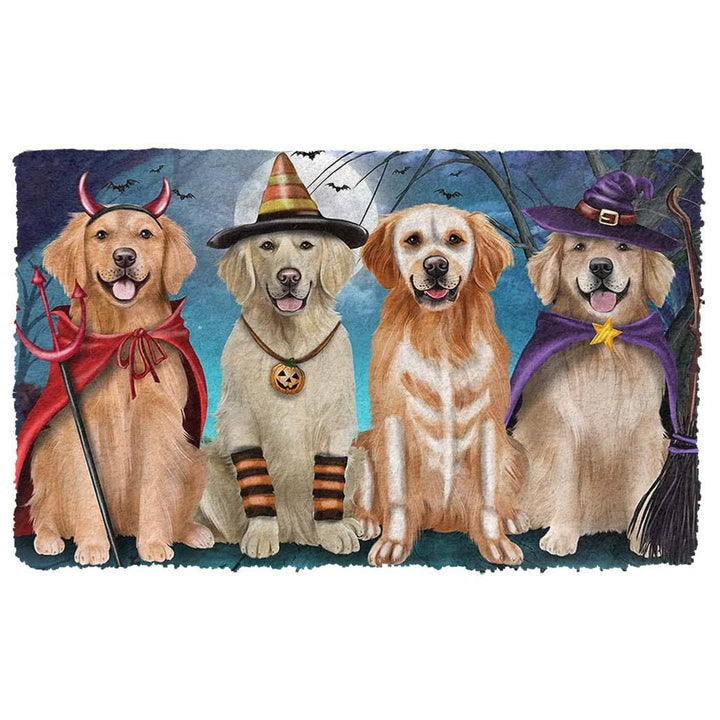 Waybackapparel Happy Halloween Golden Retriever Custom 3D Doormat