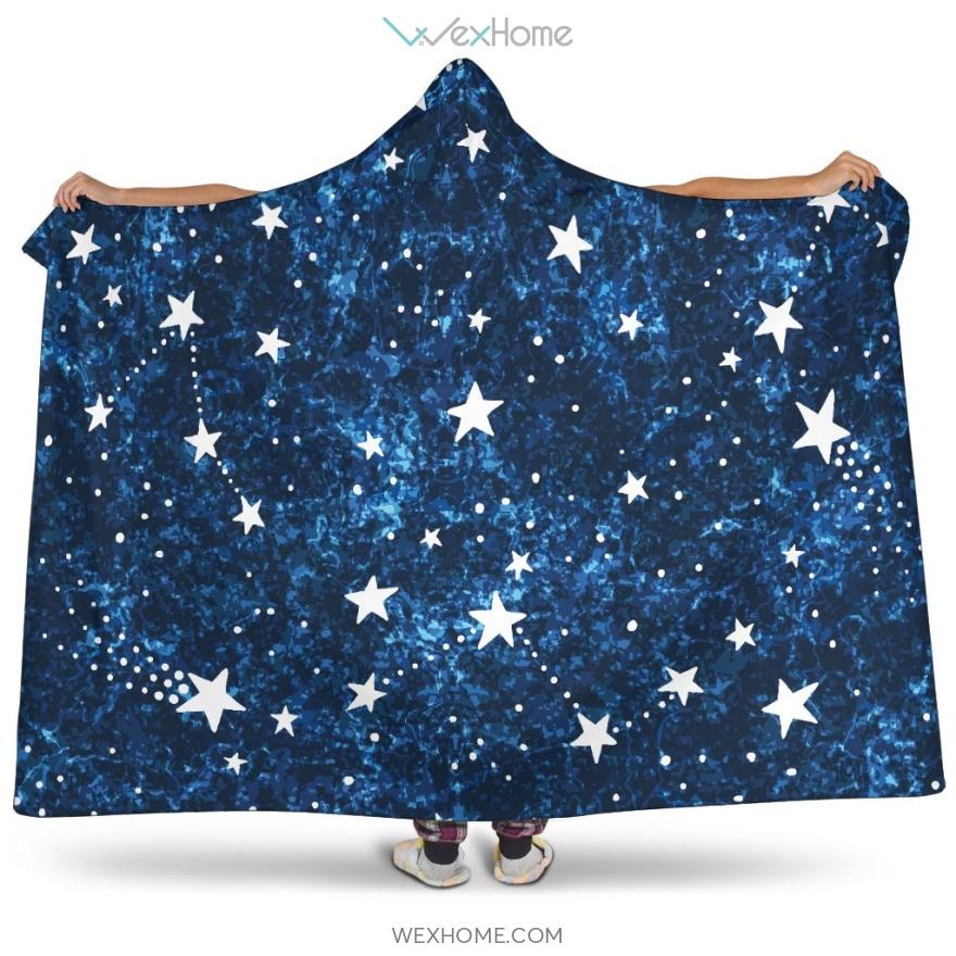 Night Sky Star Pattern Hooded Blanket