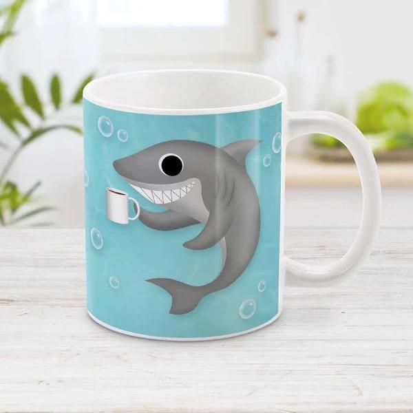 Cute Underwater Coffee Shark Mug –