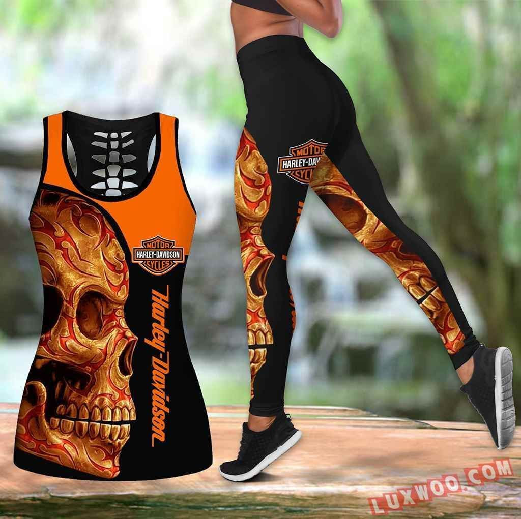 Combo Harley Davidson New Skull Hollow Tanktop Legging Set Outfit K1095 – 1:1