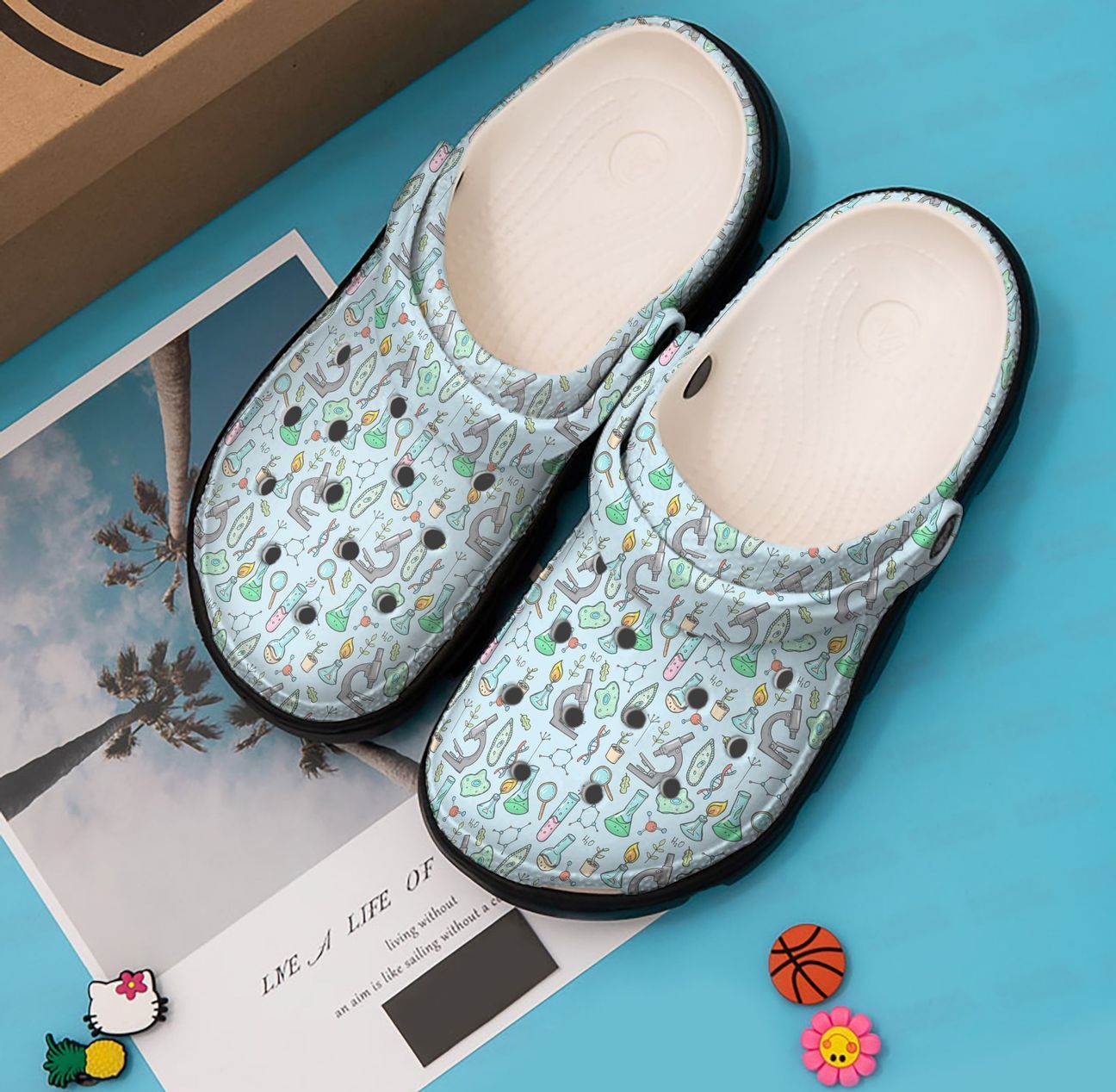 Science Personalized Clog, Custom Name, Text, Color, Number Fashion Style For Women, Men, Kid, Print 3D Science Equipment Pattern