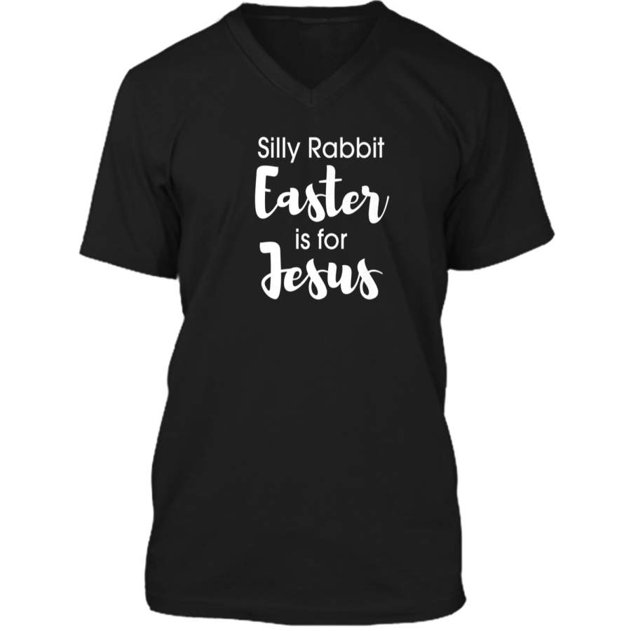 Christian Silly Rabbit Easter is for Jesus Shirt Mens Printed V-Neck T