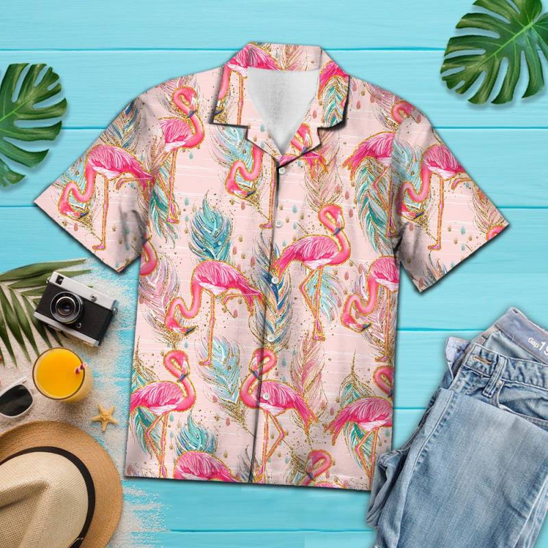 Flamingo Boho Feather Hawaii Shirt Ha1063