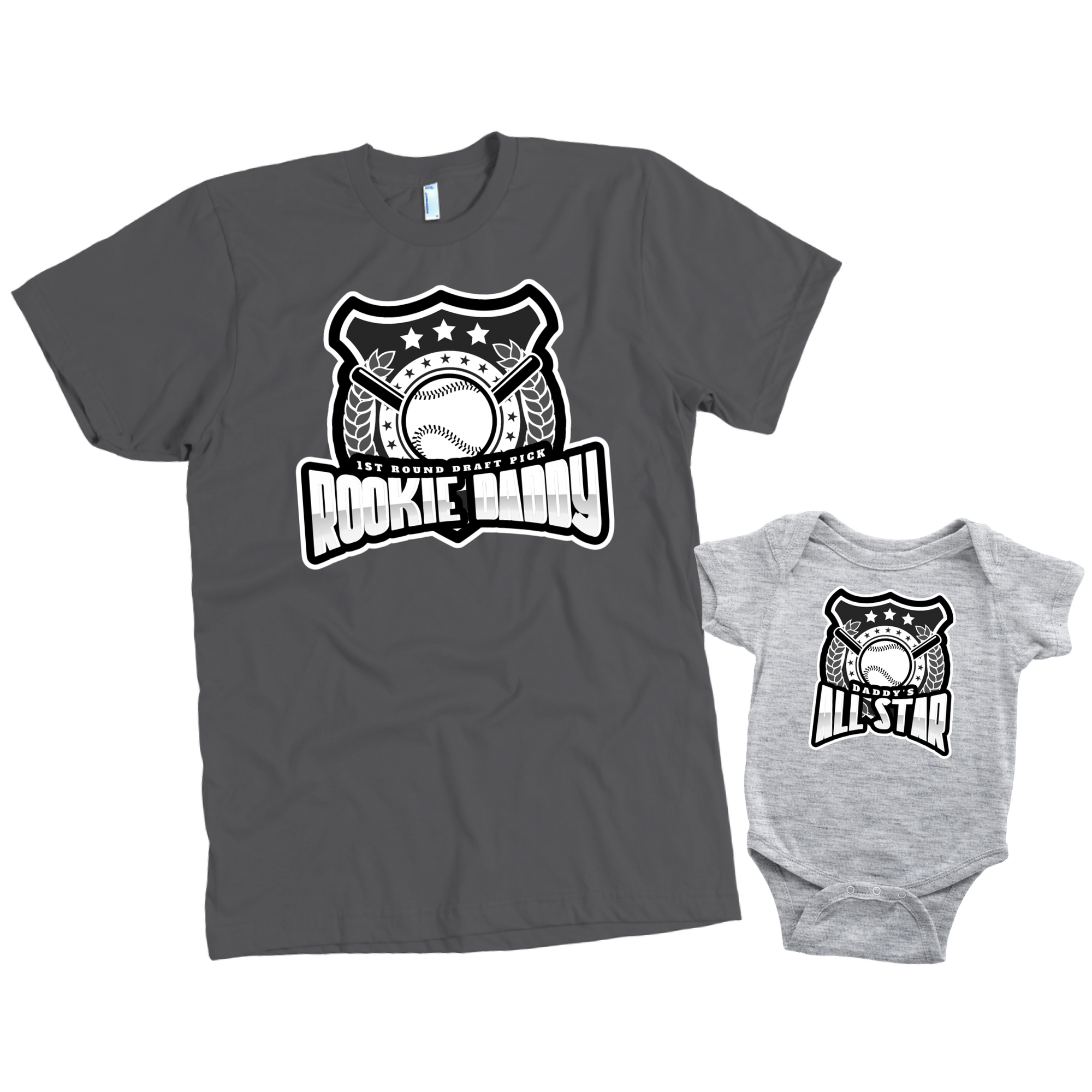 Daddy Baby Baseball All Star Shirt Matching Baby One Piece