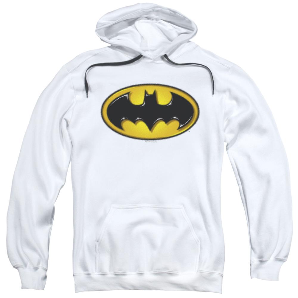 Batman Airbrush Bat Symbol Mens Hoodie White