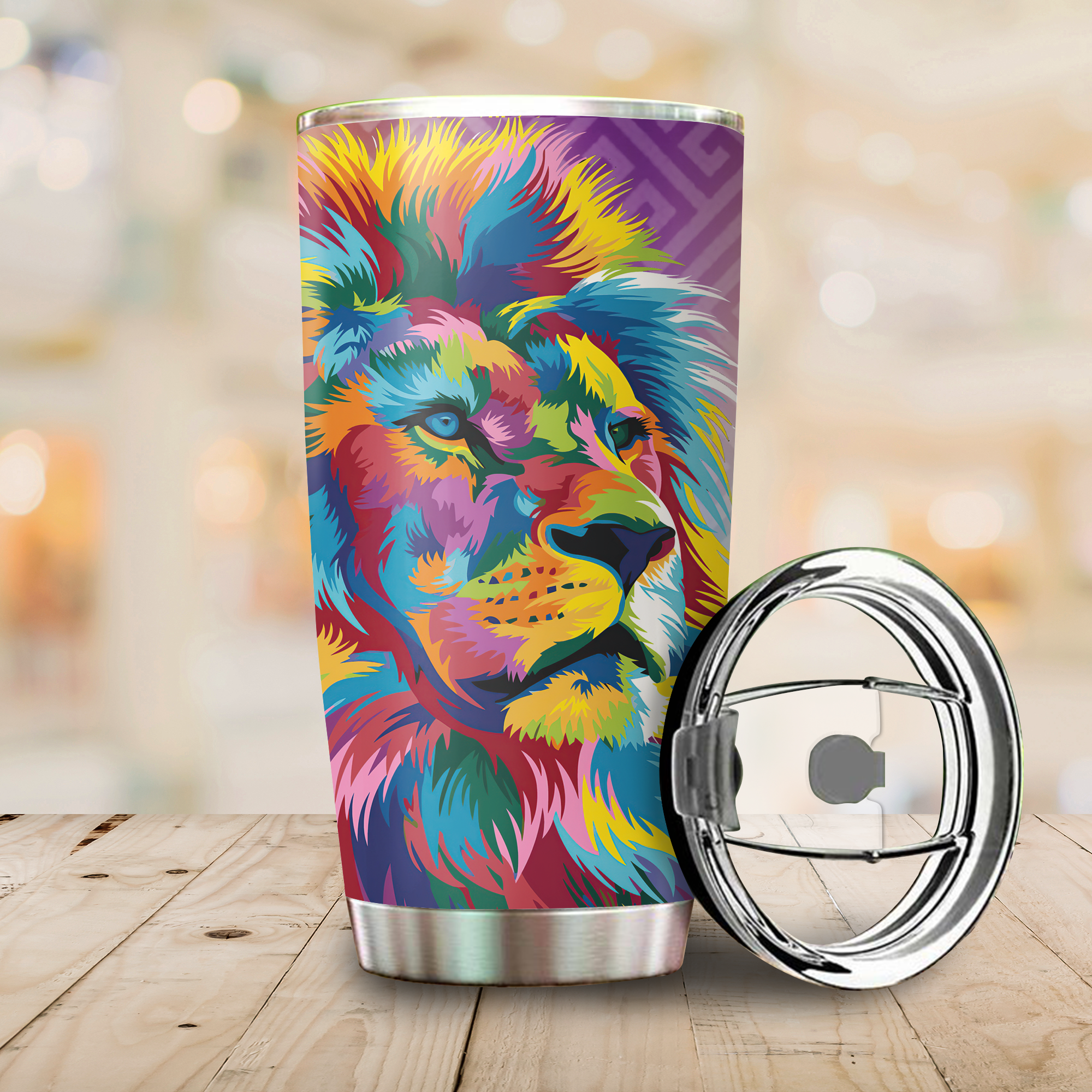 Tmarc Tee Lgbt Pride Colorful Lion Stainless Steel Tumbler Oz