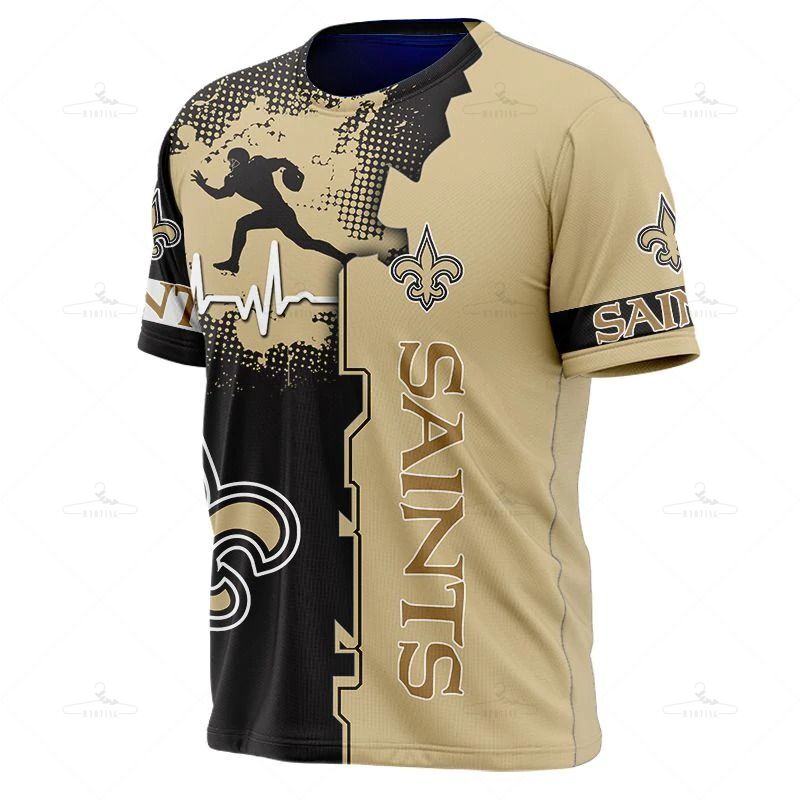 New Orleans Saints T-Shirt Graphic Heart Ecg Line