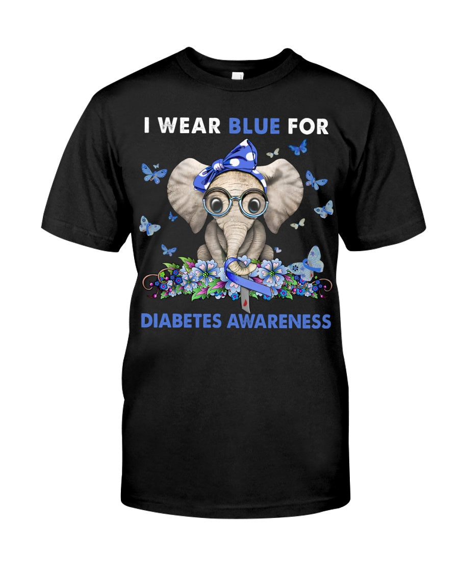 I Wear Blue For Diabetes Elephant Unisex T-Shirt