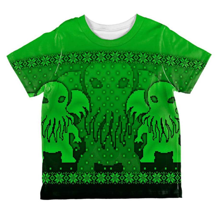 Ugly Christmas Sweater Big Cthulhu Greater Gods All Over Toddler T Shirt