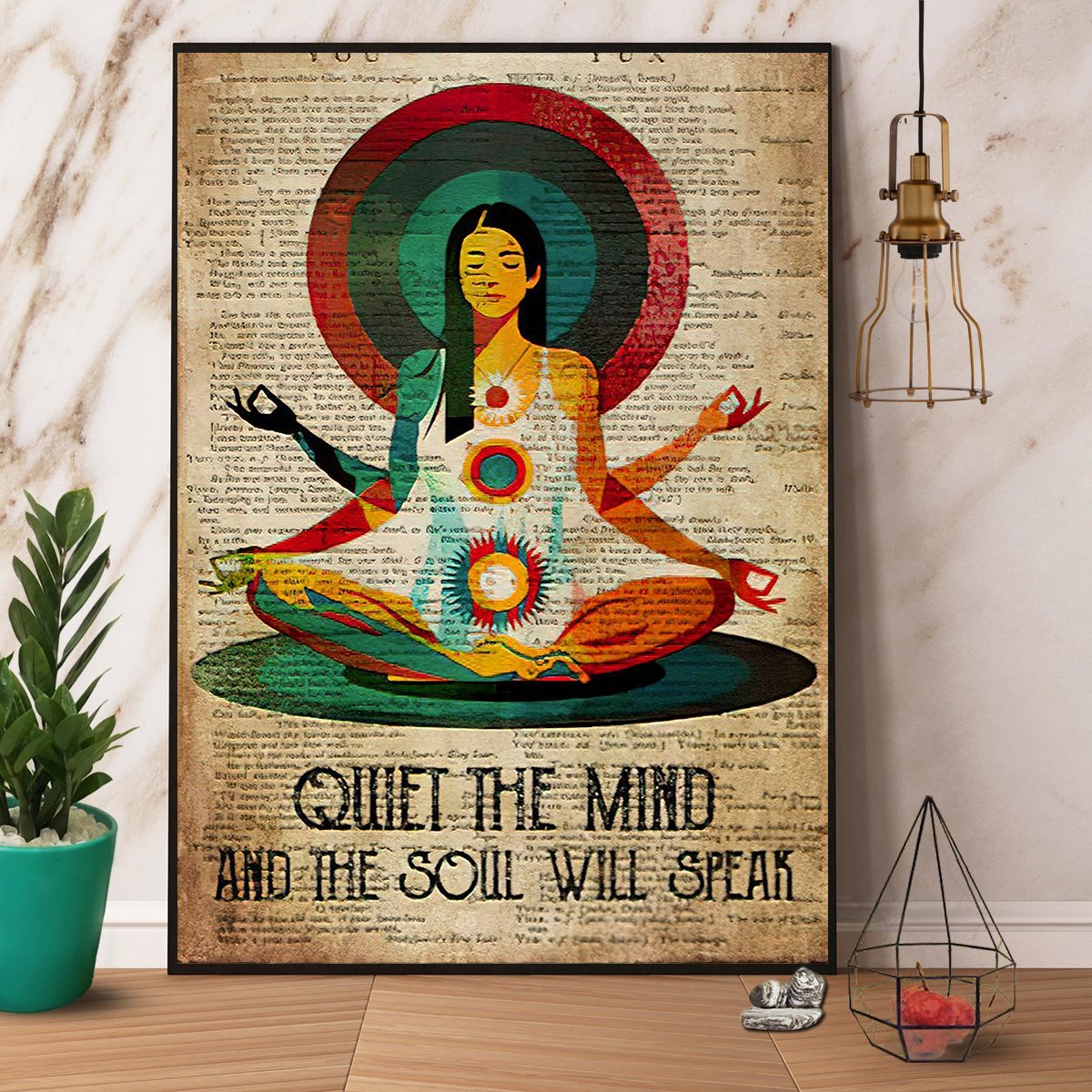 Yoga Girl Quiet The Mind And The Soul Will Speak Yoga Lover Meditation Vintage  Poster No Frame Matte Canvas