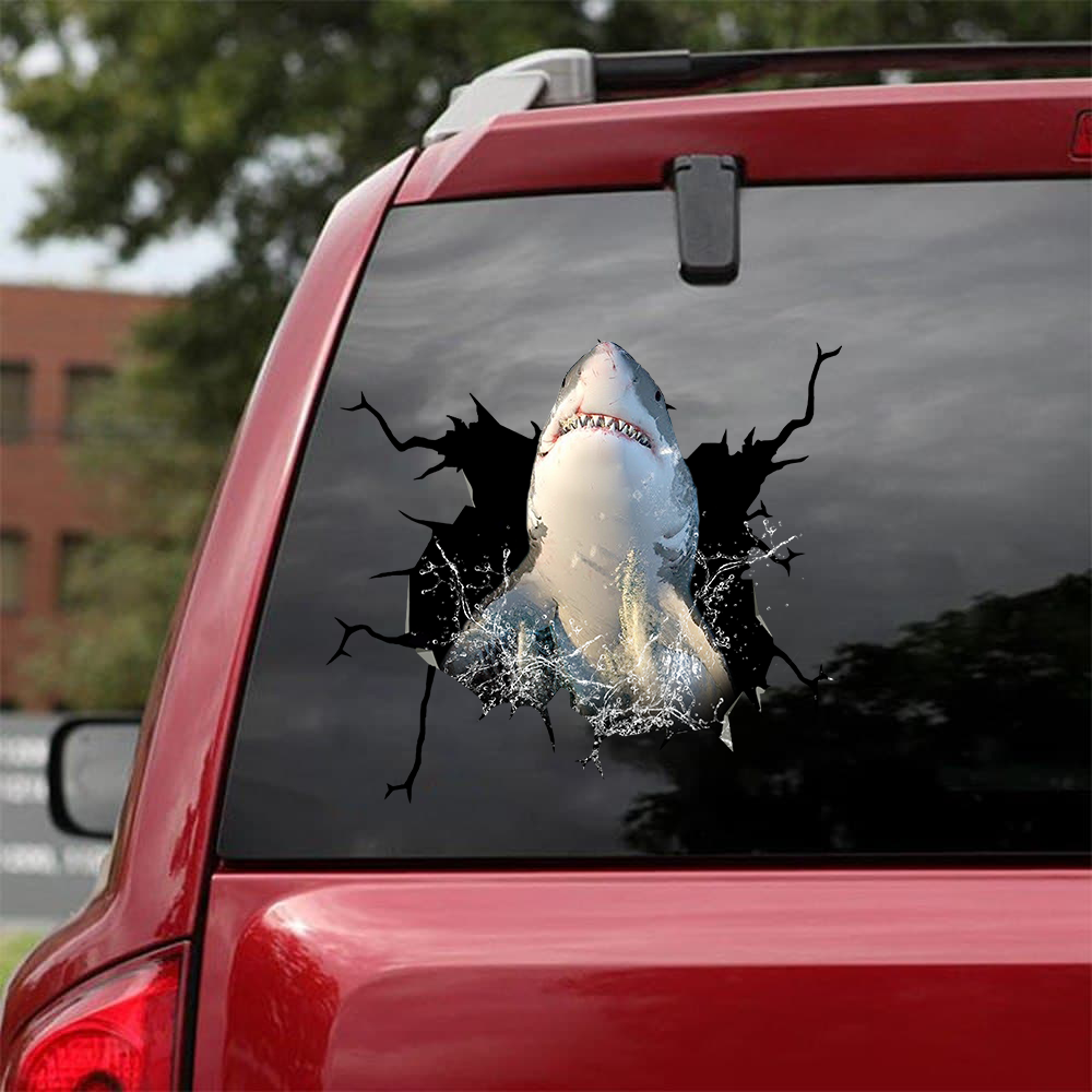 Tmarc Tee Shark Hunting Crack Car Decal