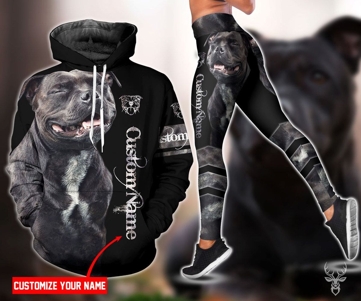 TJJ012010F97TK PITBULL DOG CUSTOM NAME HOODIE LEGGING PP