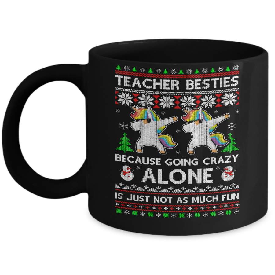 Unicorn Dabbing Teacher Besties Ugly Christmas Sweater Mug