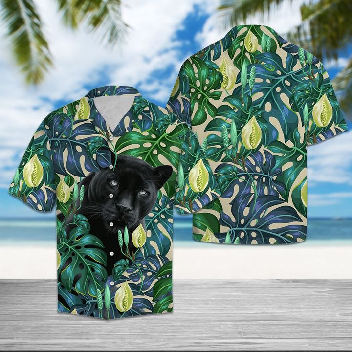 Black Panther Tropical Leaves Hawaii Shirt Summer Button Up For Couple Ha66039