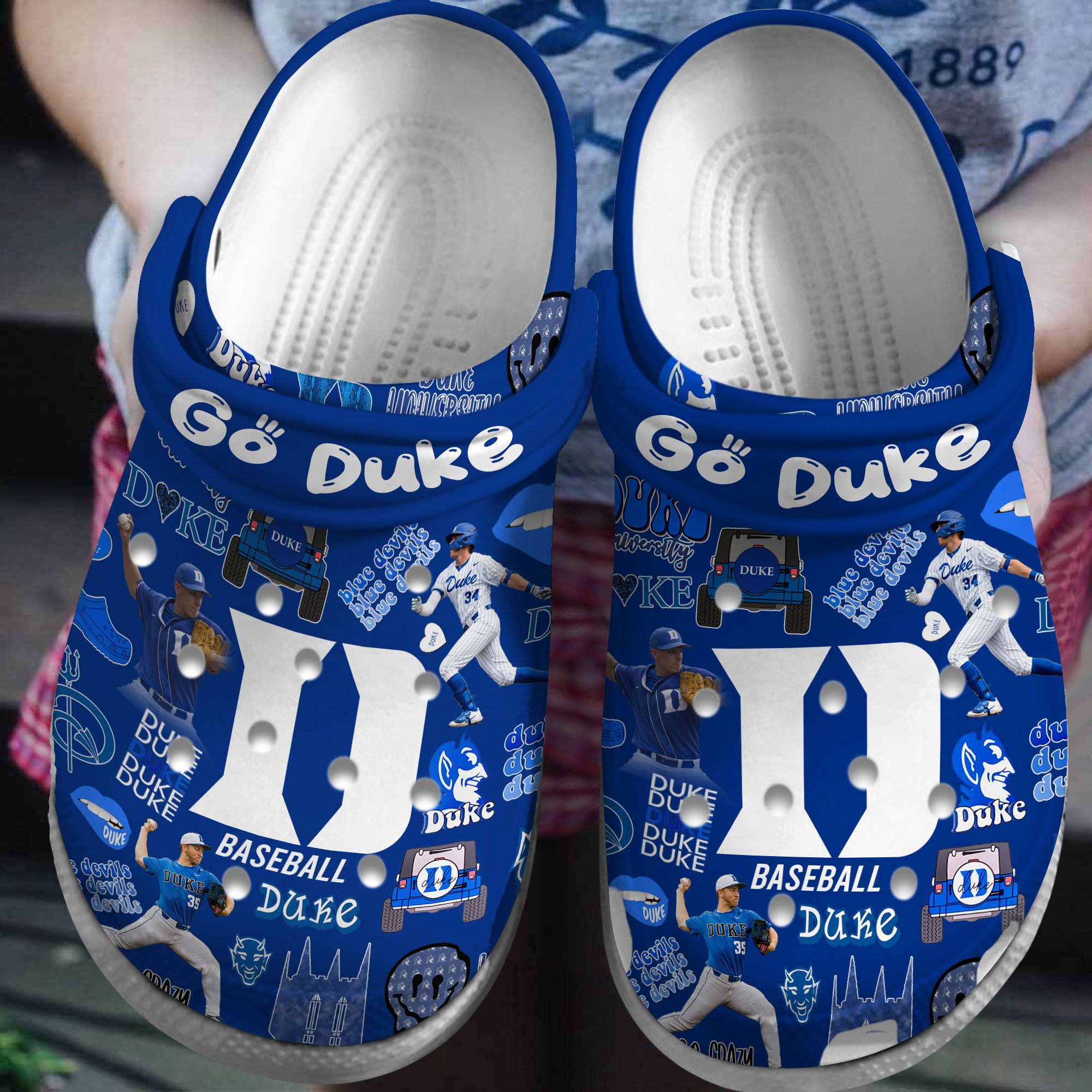 Premium Duke Blue Devils NCAA Sport Crocs Crocband Clogs Shoes Comfortable For Men Women and Kids