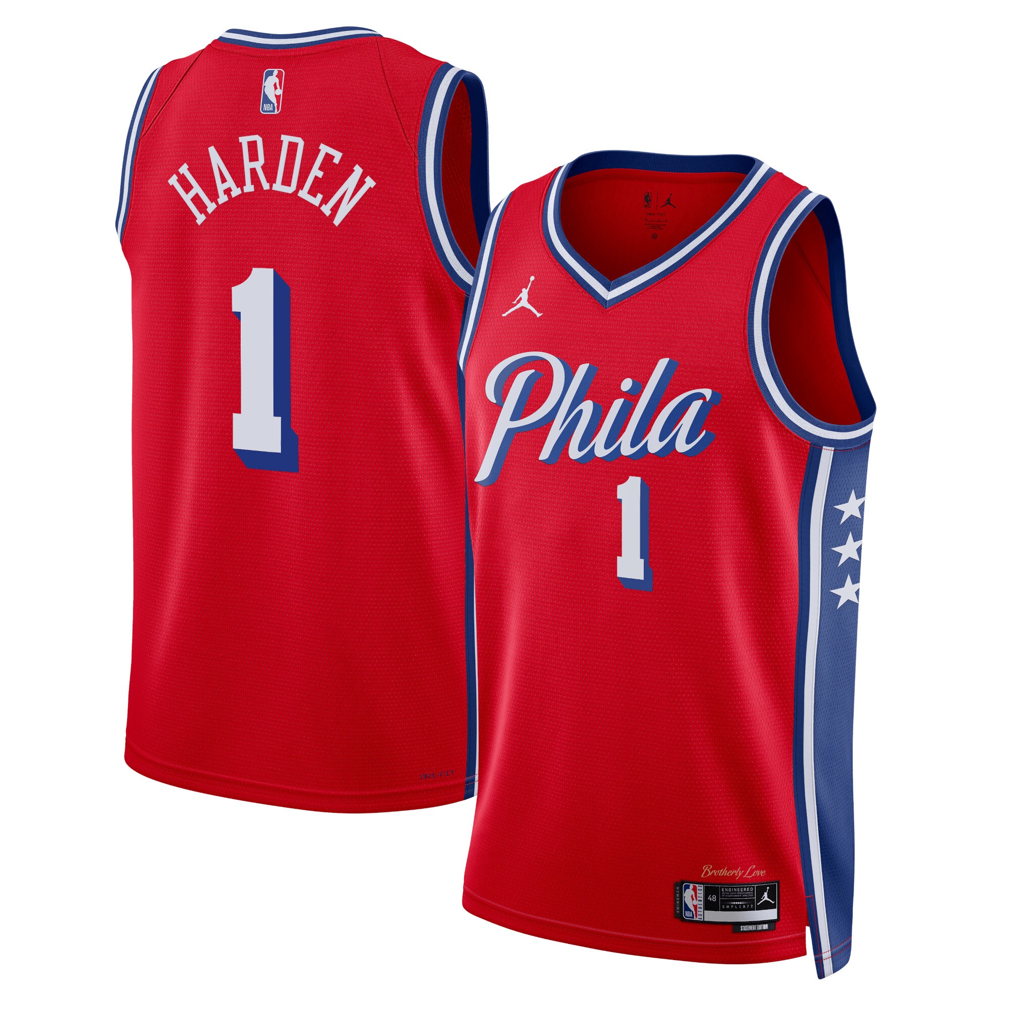 Philadelphia 76ers Jordan Statement Edition Swingman Jersey – Red – James Harden – Unisex