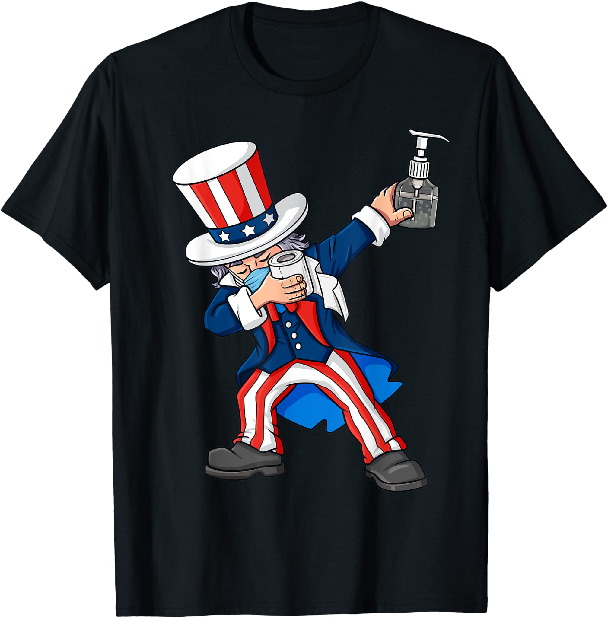 Dabbing Uncle Sam In A Mask 4th Of July Dab Funny Boys Kids T-Shirt