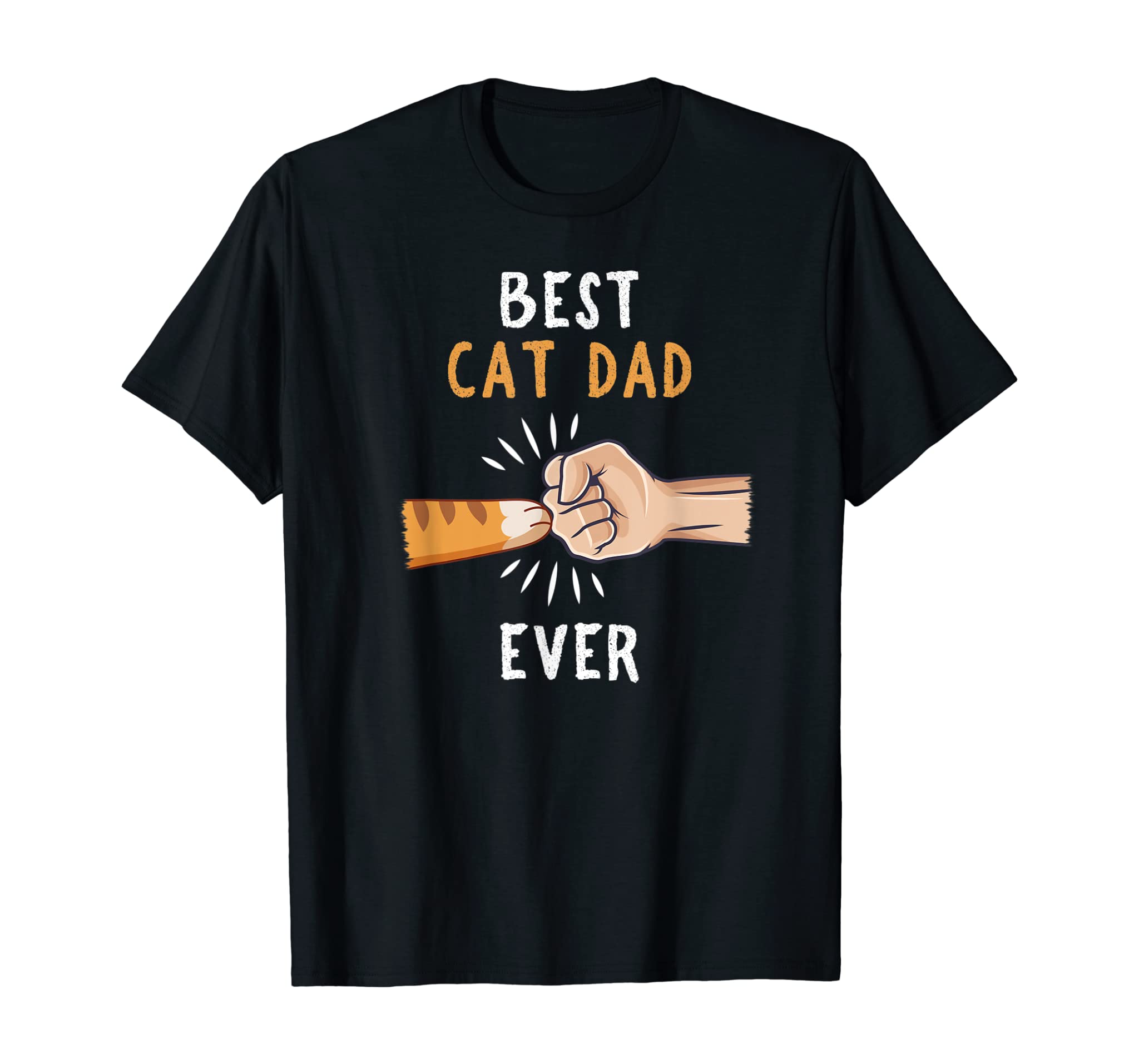 Mens Best Cat Dad Ever T-shirt Paw Fist Bump T-shirt