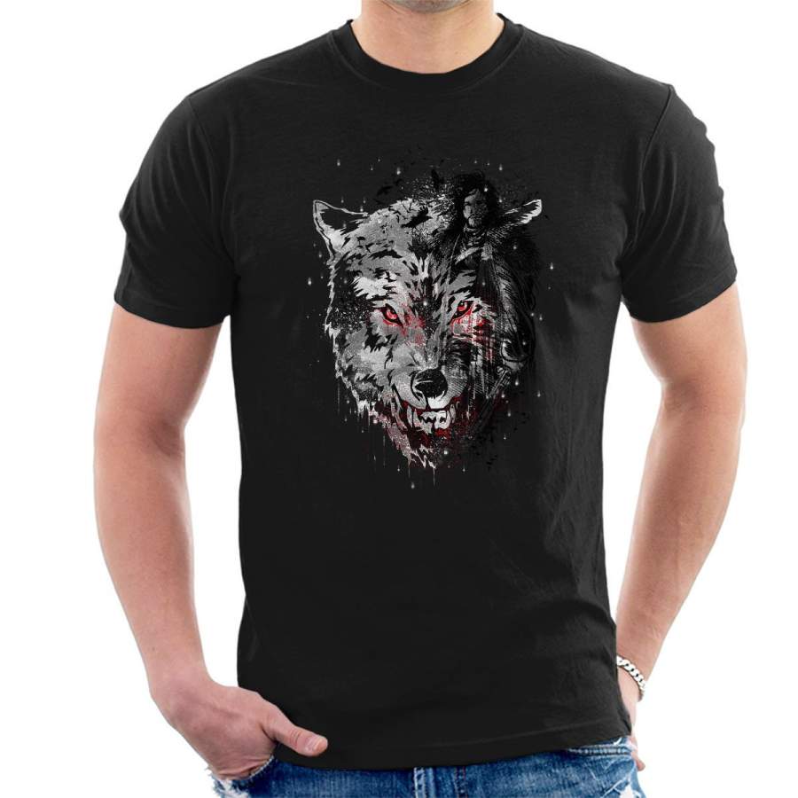 Jon Snow Dire Wolf And Crows Game Of Thrones Men’s T-Shirt
